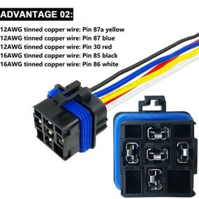 img 2 attached to 🔌 5-Pack Waterproof Relay Harness - 40/30 AMP 12V DC, Heavy-Duty 12 AWG Tinned Copper Wires, 5-PIN SPDT Bosch Style Automotive Relay