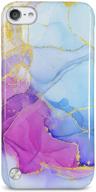 📱 j.west sparkle gold glitter marble ipod touch case - slim fit, anti-scratch, blue purple design - 5th/6th/7th generation logo