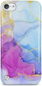 img 4 attached to 📱 J.west Sparkle Gold Glitter Marble iPod Touch Case - Slim Fit, Anti-Scratch, Blue Purple Design - 5th/6th/7th Generation