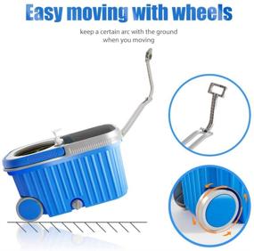 img 1 attached to 🧹 Masthome Spin Mop and Bucket System: Convenient Wheels, 5 Microfiber Mop Heads, Stainless Steel 8L Bucket with Detergent Dispenser