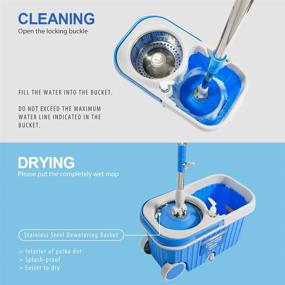 img 3 attached to 🧹 Masthome Spin Mop and Bucket System: Convenient Wheels, 5 Microfiber Mop Heads, Stainless Steel 8L Bucket with Detergent Dispenser