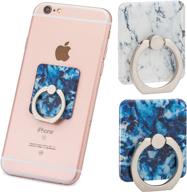 📱 blue and white dual pack marble ring holder for phone grip, car mount, stand/holder, kickstand - compatible with iphone x / 8/8 plus / 7/7 plus / 6s / 6s plus, galaxy s9 plus & more models logo