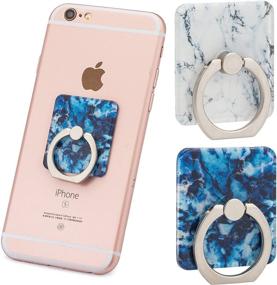 img 1 attached to 📱 Blue and White Dual Pack Marble Ring Holder for Phone Grip, Car Mount, Stand/Holder, Kickstand - Compatible with iPhone X / 8/8 Plus / 7/7 Plus / 6S / 6S Plus, Galaxy S9 Plus & More Models