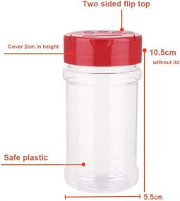 img 3 attached to 🌶️ Clear Plastic Spice Jars with Red Flapper Lid - 16PCS 7oz/200ml Storage Bottles for Spice, Herbs, and Powders - BPA Free Containers with Sifter Shaker Holes