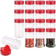 🌶️ clear plastic spice jars with red flapper lid - 16pcs 7oz/200ml storage bottles for spice, herbs, and powders - bpa free containers with sifter shaker holes логотип