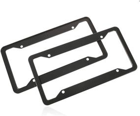 img 3 attached to 🖤 Black Matte Aluminum Alloy License Plate Frame - Fashionable 4-Hole Design for USA Standard Car/Truck/SUV - Cute License Plate Holder Cover - Set of 2PCS