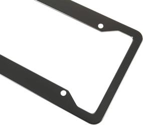 img 1 attached to 🖤 Black Matte Aluminum Alloy License Plate Frame - Fashionable 4-Hole Design for USA Standard Car/Truck/SUV - Cute License Plate Holder Cover - Set of 2PCS