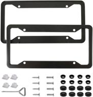 🖤 black matte aluminum alloy license plate frame - fashionable 4-hole design for usa standard car/truck/suv - cute license plate holder cover - set of 2pcs logo