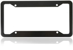 img 2 attached to 🖤 Black Matte Aluminum Alloy License Plate Frame - Fashionable 4-Hole Design for USA Standard Car/Truck/SUV - Cute License Plate Holder Cover - Set of 2PCS