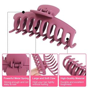 img 1 attached to 🌼 Tyfthui 6 Pcs Large Hair Claw Clips for Women – 4.3 Inch Matte Nonslip Big Banana Claw Clips for Thick/Thin Hair – 90's Strong Hold Styling Accessories (Style A)