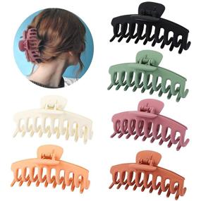 img 3 attached to 🌼 Tyfthui 6 Pcs Large Hair Claw Clips for Women – 4.3 Inch Matte Nonslip Big Banana Claw Clips for Thick/Thin Hair – 90's Strong Hold Styling Accessories (Style A)