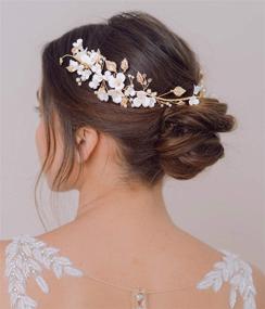 img 3 attached to 🌸 SWEETV Handmade Wedding Hair Comb Vine: Exquisite White Ceramic Flower Bridal Headpieces for Brides' Perfect Wedding Hair Accessories