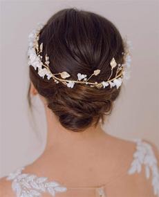 img 2 attached to 🌸 SWEETV Handmade Wedding Hair Comb Vine: Exquisite White Ceramic Flower Bridal Headpieces for Brides' Perfect Wedding Hair Accessories