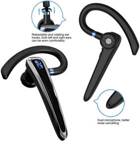 img 2 attached to Bluetooth Headset V5.0: Wireless Earpiece with Noise Cancellation Mic for Business, Office & Driving - Compatible with iPhone and Android (Blue)