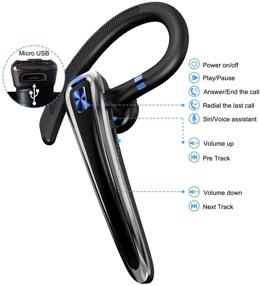 img 3 attached to Bluetooth Headset V5.0: Wireless Earpiece with Noise Cancellation Mic for Business, Office & Driving - Compatible with iPhone and Android (Blue)