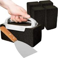 🧽 powerful 5 pack griddle cleaning brick set - includes grill brick holder with steel scrapper bundle logo