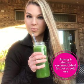 img 1 attached to 🥤 Artisanal Colored Tip Glass Straws - Wide Flow for Smoothies, Juices, Frozen Drinks, Milkshakes, Tea - Reusable, Portable, BPA Free, Long, Perfect for Travel