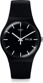 img 4 attached to ⌚ Стильные Часы Swatch Mono Black на кварцевом механизме: SUOB720 - элегантный силиконовый ремешок, 20 дюймов