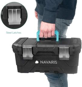 img 2 attached to 🔧 Navaris 16 дюймовый инструментальный ящик - 40см прочный пластиковый универсальный ящик для инструментов с органайзером - Храните и перевозите инструменты с легкостью - 2 защелки включены