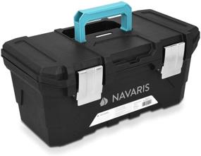 img 4 attached to 🔧 Navaris 16 дюймовый инструментальный ящик - 40см прочный пластиковый универсальный ящик для инструментов с органайзером - Храните и перевозите инструменты с легкостью - 2 защелки включены