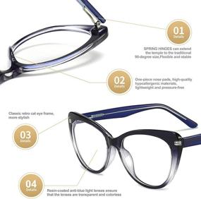 img 3 attached to 👓 Women's Trendy Cat Eye Blue Light Blocking Reading Glasses - Clear Frame - 3.0 2.5 1.50 Magnification - Nerd Eyeglasses for Active Readers