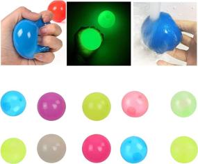 img 4 attached to 🔮 PoSeitiks 10PCS Sticky Balls: Washable, Luminescent Fun Toys for Ceiling with Glow in the Dark Feature - Reusable Stress Relief, Wall Stickable Toys for Kids