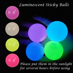 img 3 attached to 🔮 PoSeitiks 10PCS Sticky Balls: Washable, Luminescent Fun Toys for Ceiling with Glow in the Dark Feature - Reusable Stress Relief, Wall Stickable Toys for Kids