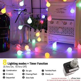 img 3 attached to 🌍 Lyhope Globe Christmas Lights: 33ft 100 LED with Timer & 8 Lighting Modes – ETL Listed Multi-Color Decorations String Lights for Christmas, Bedroom, Patio, Garden, Indoor