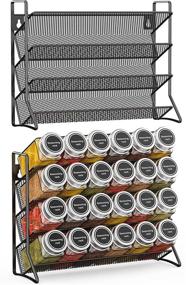 img 4 attached to 🌶️ Auledio 4 Tier Spice Rack Organizer for Cabinet - Wall Mount Black Hanging Spice Rack Storage (2 Packs) - Organize 24 Spice Jars