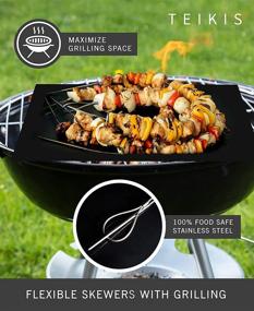 img 2 attached to 🔥 TeiKis BBQ Grill Mats and Skewers Set - Heavy Duty Non-Stick Mats (16 x 13 in) and Flexible Grilling Skewers (27 in)