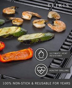 img 1 attached to 🔥 TeiKis BBQ Grill Mats and Skewers Set - Heavy Duty Non-Stick Mats (16 x 13 in) and Flexible Grilling Skewers (27 in)