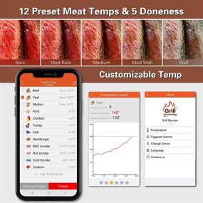 img 1 attached to 🔥 Premium Bluetooth Meat Thermometer: Wireless Digital Grill Thermometer with 6 Temperature Probes - Large LCD Display, Perfect for Grill, Smoker, Oven, Cooking, BBQ