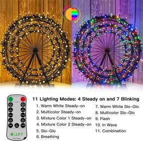 img 3 attached to 🌞 Solar String Lights Outdoor Waterproof, Ollny 300 LED 98FT Christmas Fairy Lights | 11 Lighting Modes | Warm White & Colors Changing | Solar Powered Twinkle Lights for Holiday Patio Garden Party Decoration