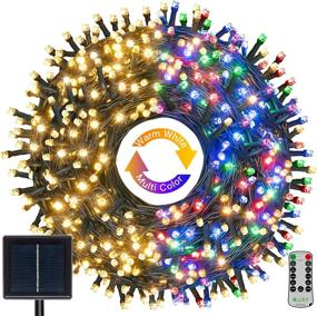 img 4 attached to 🌞 Solar String Lights Outdoor Waterproof, Ollny 300 LED 98FT Christmas Fairy Lights | 11 Lighting Modes | Warm White & Colors Changing | Solar Powered Twinkle Lights for Holiday Patio Garden Party Decoration