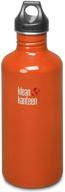 flame orange 27-ounce klean kanteen classic water bottle with loop cap logo