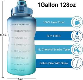 img 3 attached to 💧 Leak-Proof 128oz Gallon Water Bottle with Removable Straw & Ergonomic Handle - BPA Free, Large Water Jug for Fitness, Camping & Outdoor Activities (Navy/Green Gradient) - High Quality!