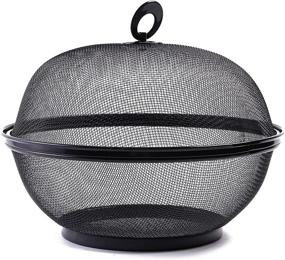 img 1 attached to 🍎 Practical and Stylish: 2 Pack of 10-Inch Black Mesh Fruit Baskets with Lid