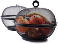 🍎 practical and stylish: 2 pack of 10-inch black mesh fruit baskets with lid логотип