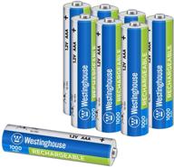 high capacity 1000mah aaa rechargeable batteries (8 🔋 counts) by westinghouse - 1 year low self discharge logo