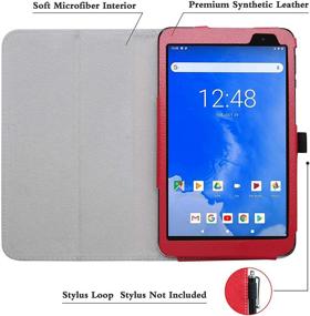 img 1 attached to 📱 Bige PU Leather Folio 2-Folding Stand Cover for Winnovo T8 Tablet, 8 Inch Android 9.0, Red