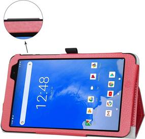img 3 attached to 📱 Bige PU Leather Folio 2-Folding Stand Cover for Winnovo T8 Tablet, 8 Inch Android 9.0, Red