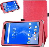 📱 bige pu leather folio 2-folding stand cover for winnovo t8 tablet, 8 inch android 9.0, red logo