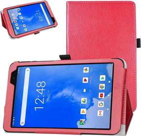 img 4 attached to 📱 Bige PU Leather Folio 2-Folding Stand Cover for Winnovo T8 Tablet, 8 Inch Android 9.0, Red