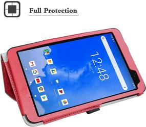 img 2 attached to 📱 Bige PU Leather Folio 2-Folding Stand Cover for Winnovo T8 Tablet, 8 Inch Android 9.0, Red