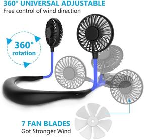 img 3 attached to 🌀 Stay Cool Anywhere: Hands Free Portable Neck Fan with USB Rechargeable Battery, 3 Level Air Flow, 7 LED Lights (Blue)