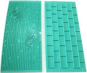 img 2 attached to Gobaker Texture 2-Piece Mold Set, Tree Bark and Brick Wall Impression Moulds, Gum Paste Impression Mat, Fondant Cake Decorating Supplies for Cupcake and Wedding Cake Decoration (Blue)