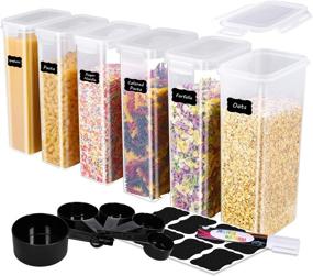 img 4 attached to 🍝 ME.FAN Food Storage Containers Set with Airtight Spaghetti Canisters, Measuring Cups, and Chalkboard Labels - White