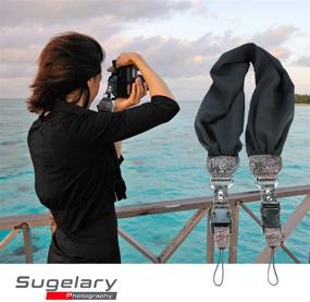 img 3 attached to 📷 Черный винтажный шелковый шарф-ремень для плеча камеры от Sugelary - ремень для DSLR-камер Nikon Canon Sony Pentax