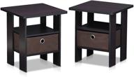 🌙 furinno andrey end table nightstand set, 2-pack, in dark walnut - enhanced for seo логотип