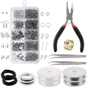 img 4 attached to Yarlung Jewelry Making Kit with 10 Jewelry Findings Varieties, 1 Brass Ring, 4 Beading Wire Types, 1 Plier, 1 Tweezer for Jewelry Beading, Making & Repairing